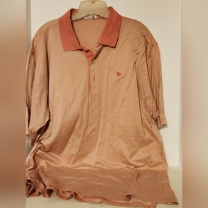 Peter Millar Striped Polo Shirt - Coral and White